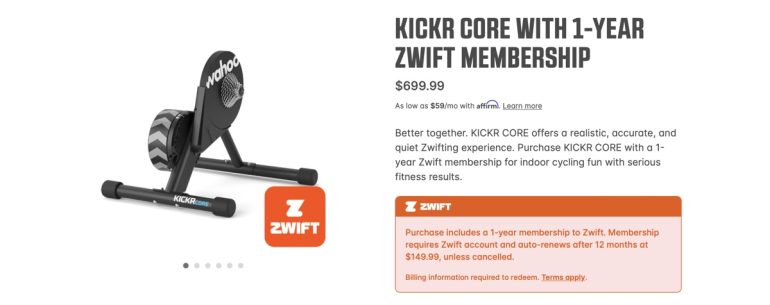 Wahoo KICKR BIKE & 1-Year Zwift Membership